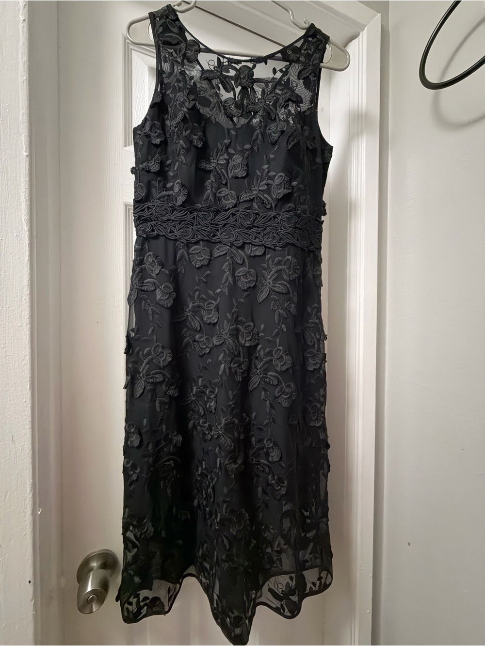 White House Black Market Black Floral Lace Midi Dress